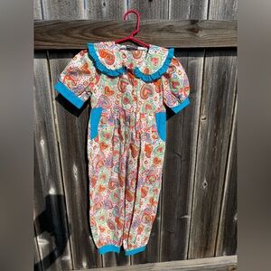 NWT Vintage Colorful Heart Print Jumpsuit